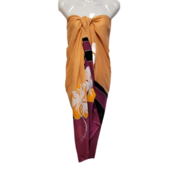 Womens Sarong Cotton Wrap Handpainted Batik Wrapskirt Beach Pareo Beachwear -NEW - Picture 3 of 4